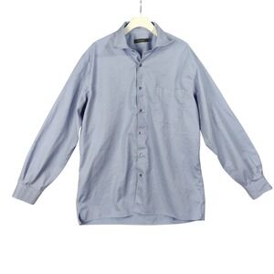 Ermenegildo Zegna Luxury Button Down Dress‎ Shirt Light Blue Check Mens Size XL